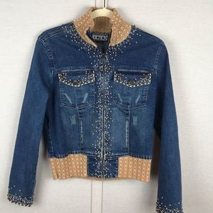 Berek 2 Beaded Sequin Denim Jacket Sz S • Rare Design • Like New